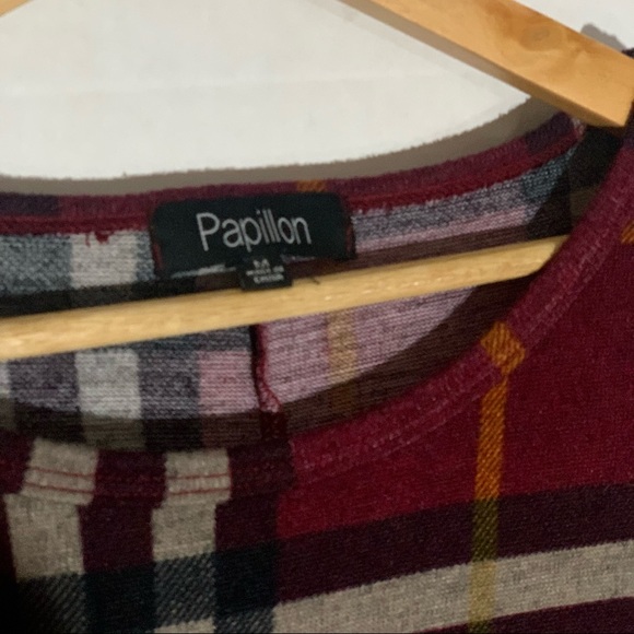 Papillon Plaid Long-Sleeve Knit Sweater Dress - Picture 4 of 5